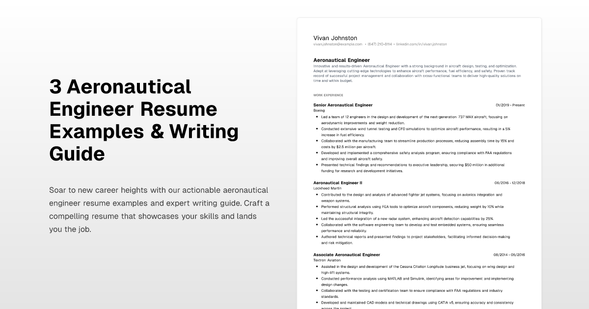 3 Aeronautical Engineer Resume Examples Writing Guide