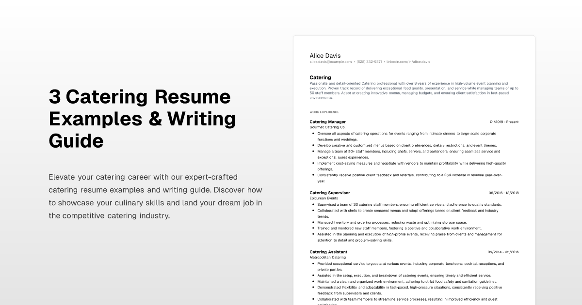 Catering Resume Examples Writing Guide