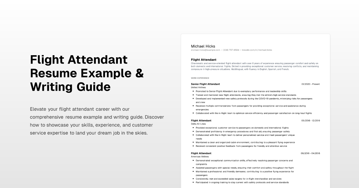 Flight Attendant Resume Example Writing Guide