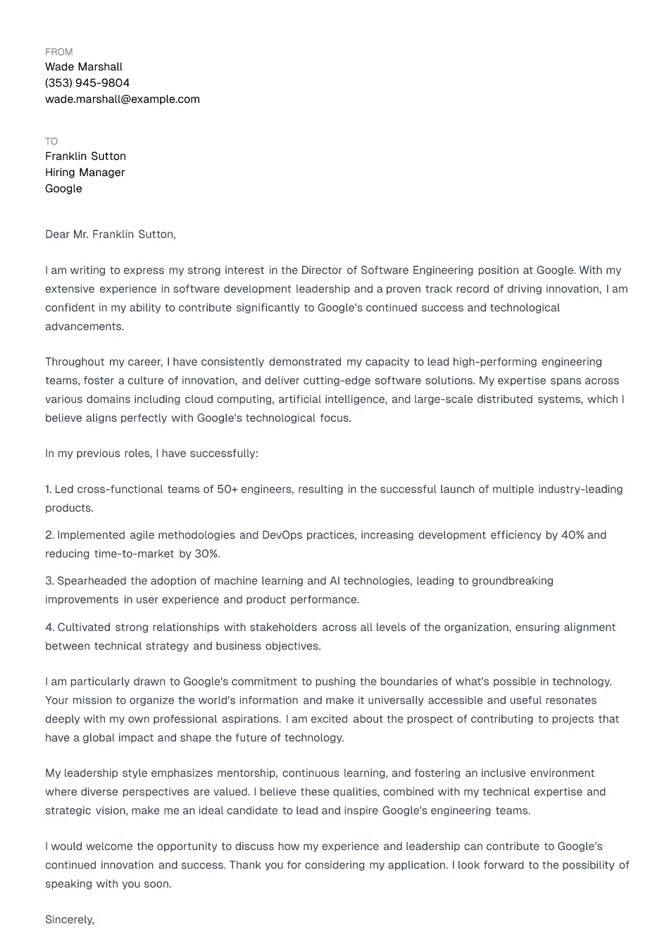 Director Of Software Engineering