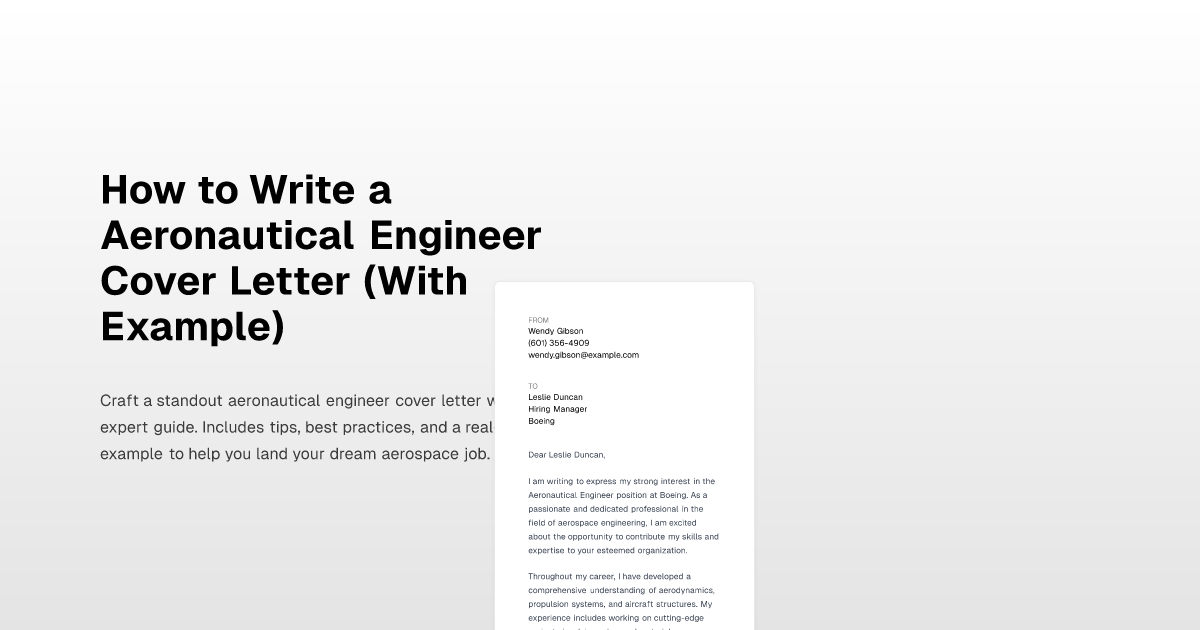 aeronautical engineer cover letter examples