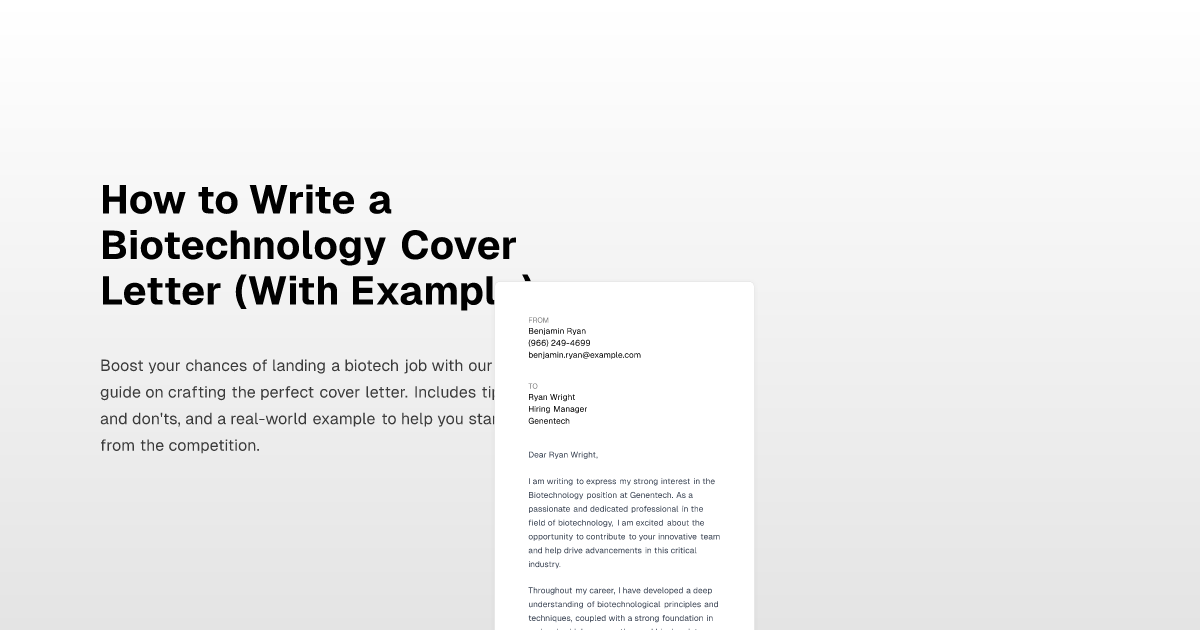 How to Write a Biotechnology Cover Letter (With Example)