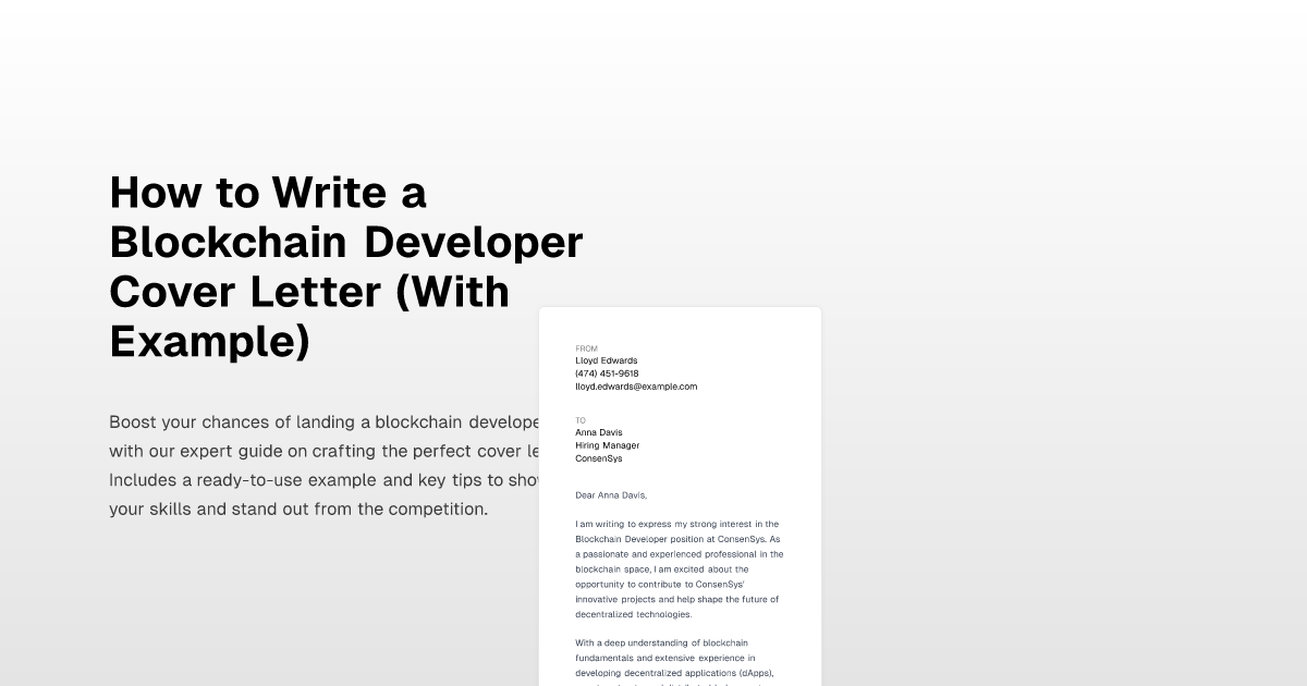 How to Write a Blockchain Developer Cover Letter (With Example)