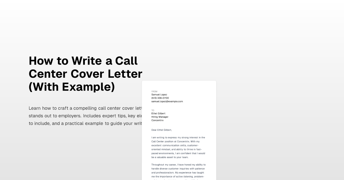 How to Write a Call Center Cover Letter (With Example)