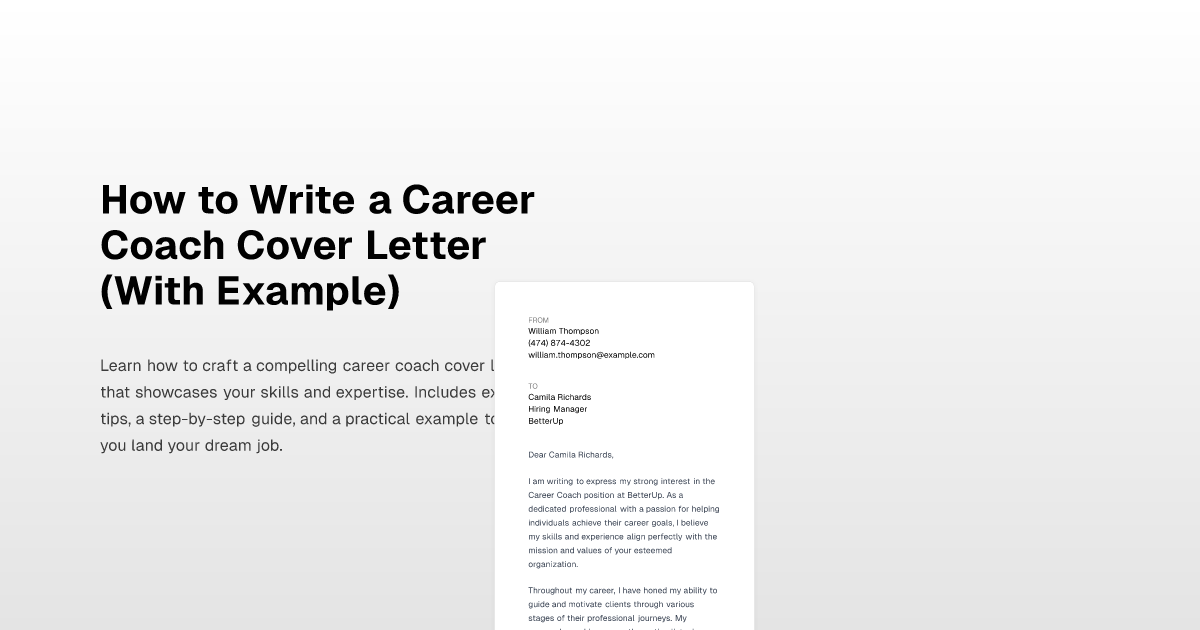 How to Write a Career Coach Cover Letter (With Example)