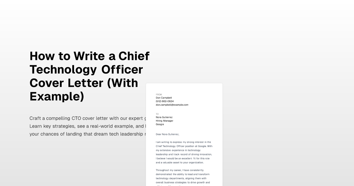 How To Write A Chief Technology Officer Cover Letter With Example   Chief Technology Officer