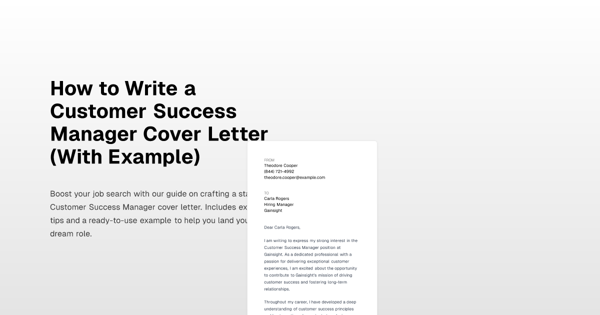 How To Write A Customer Success Manager Cover Letter With Example