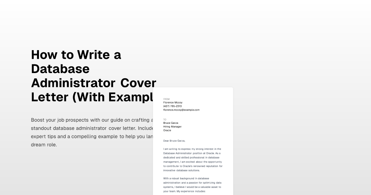 How to Write a Database Administrator Cover Letter (With Example)