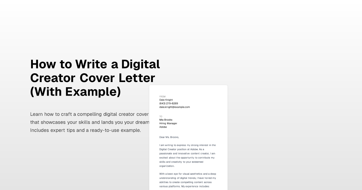 How to Write a Digital Creator Cover Letter (With Example)