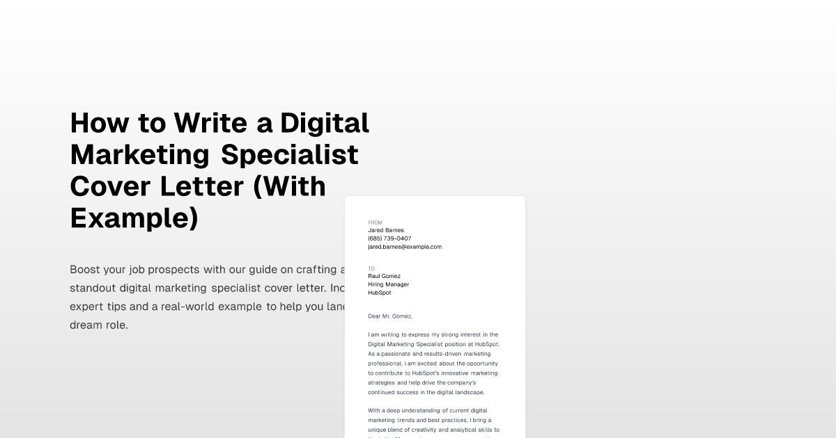 How to Write a Digital Marketing Specialist Cover Letter (With Example)
