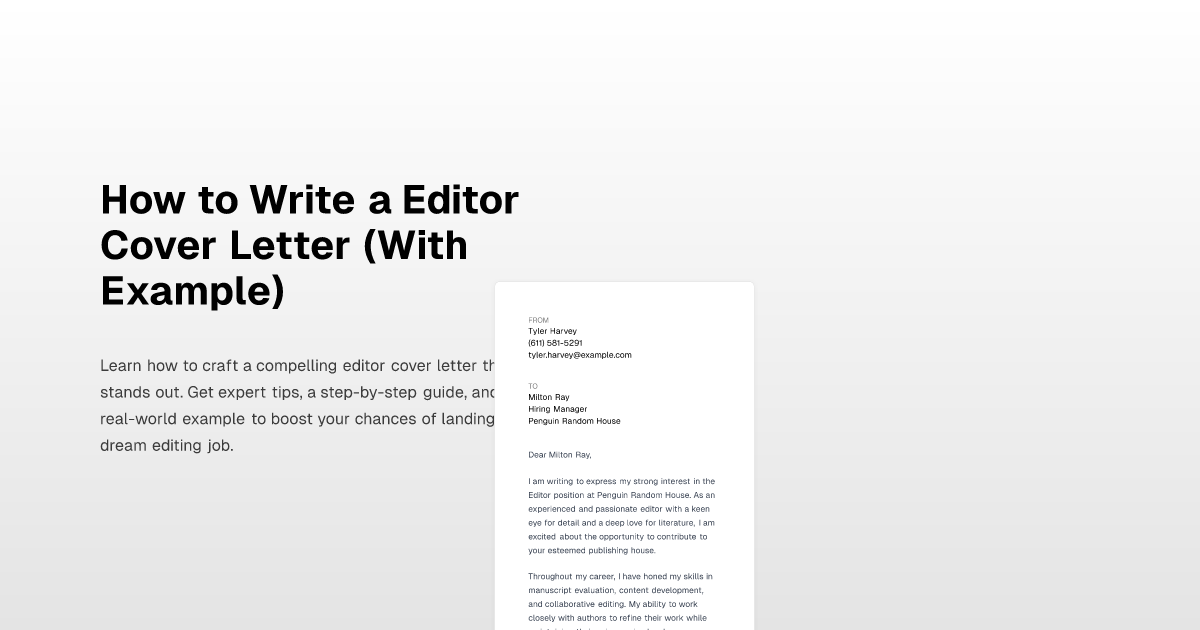 How to Write a Editor Cover Letter (With Example)