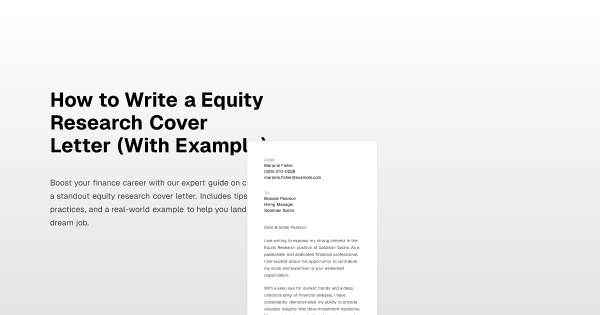 equity research cover letter wso