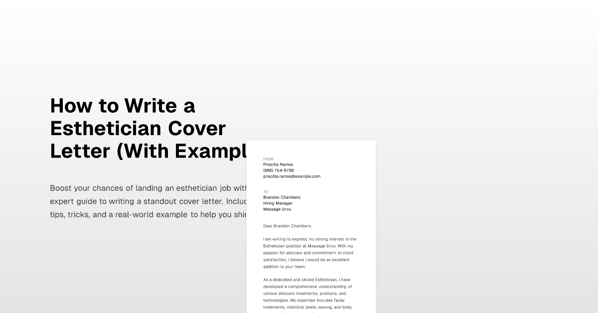 How To Write A Esthetician Cover Letter With Example 1771