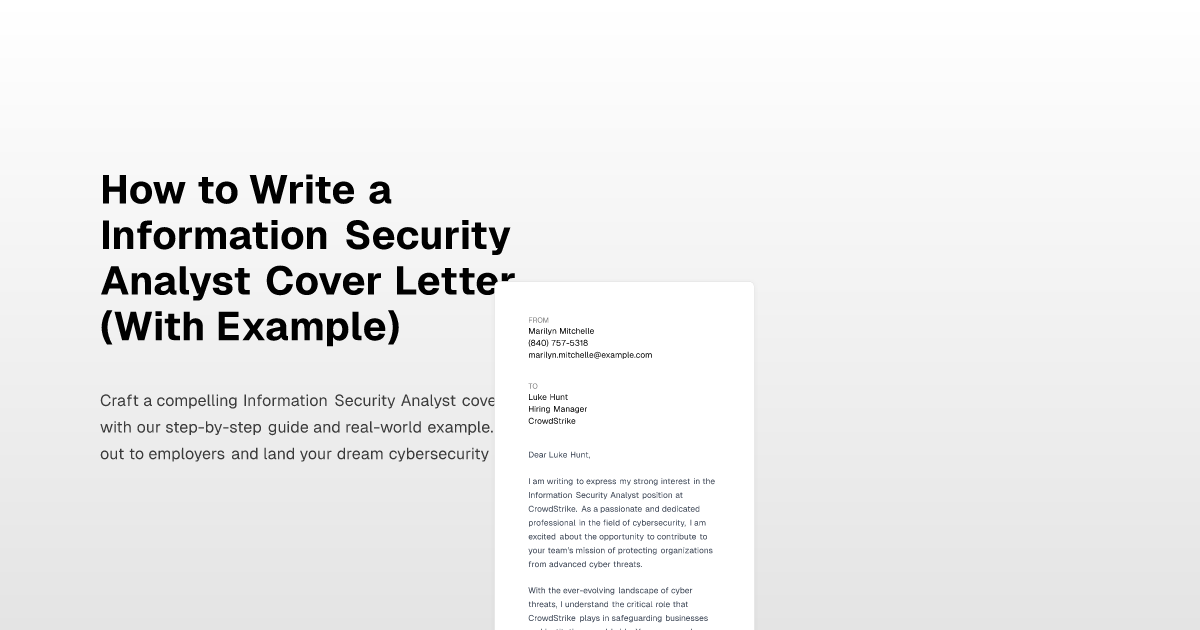 How to Write a Information Security Analyst Cover Letter (With Example)