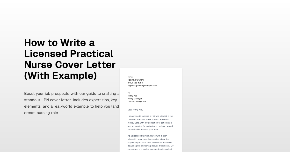 How to Write a Licensed Practical Nurse Cover Letter (With Example)