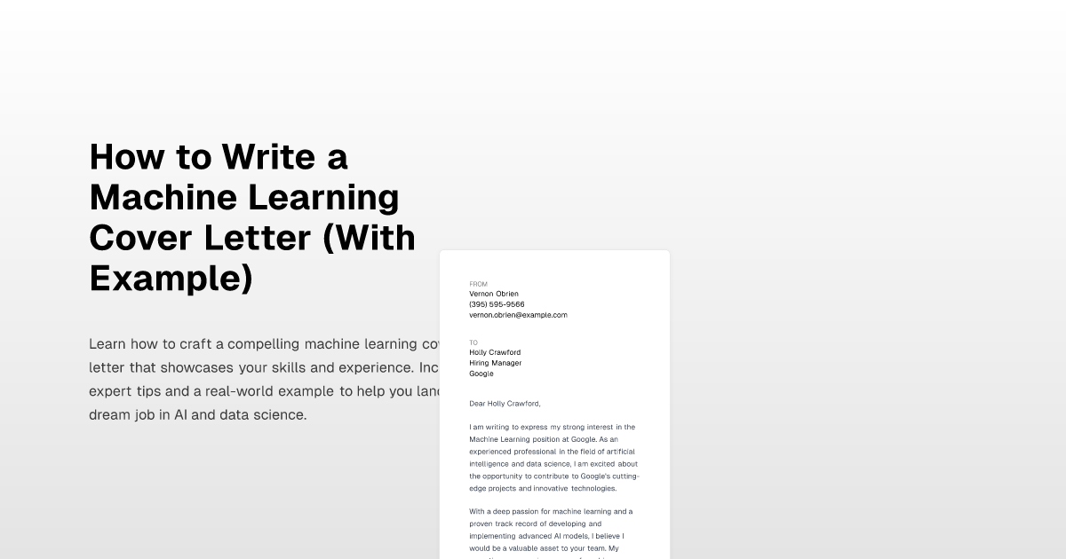 How to Write a Machine Learning Cover Letter (With Example)