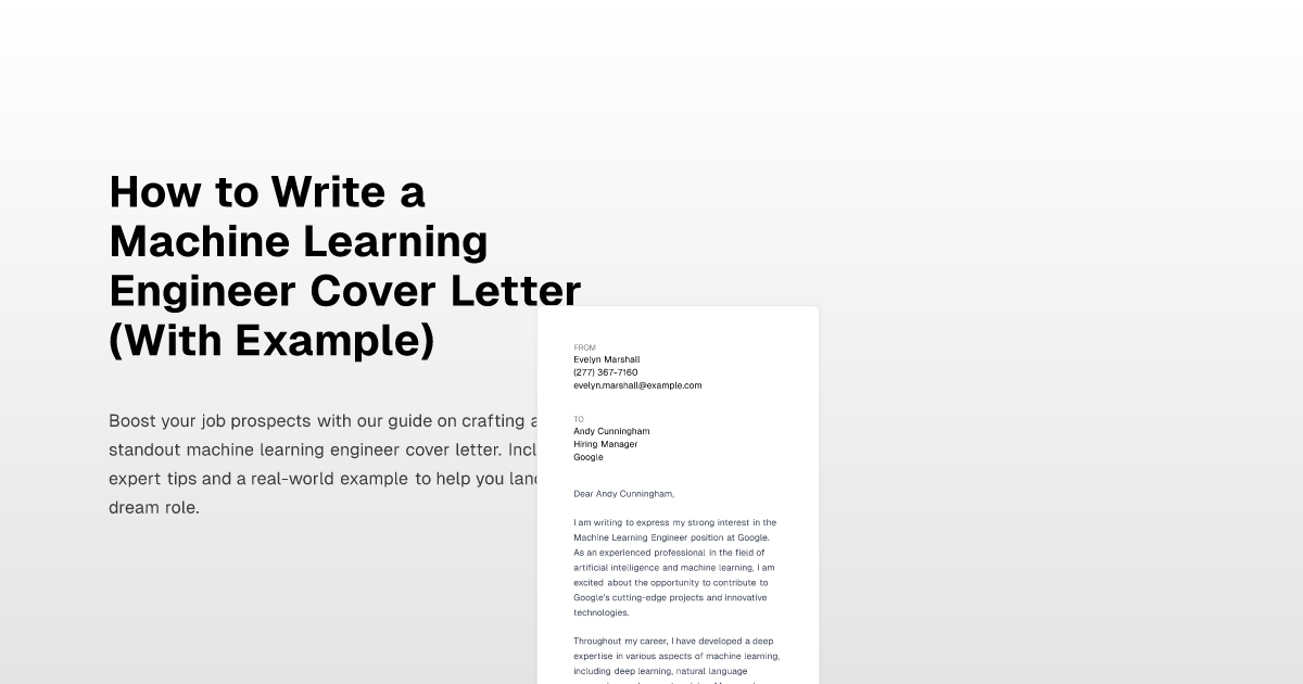 How to Write a Machine Learning Engineer Cover Letter (With Example)