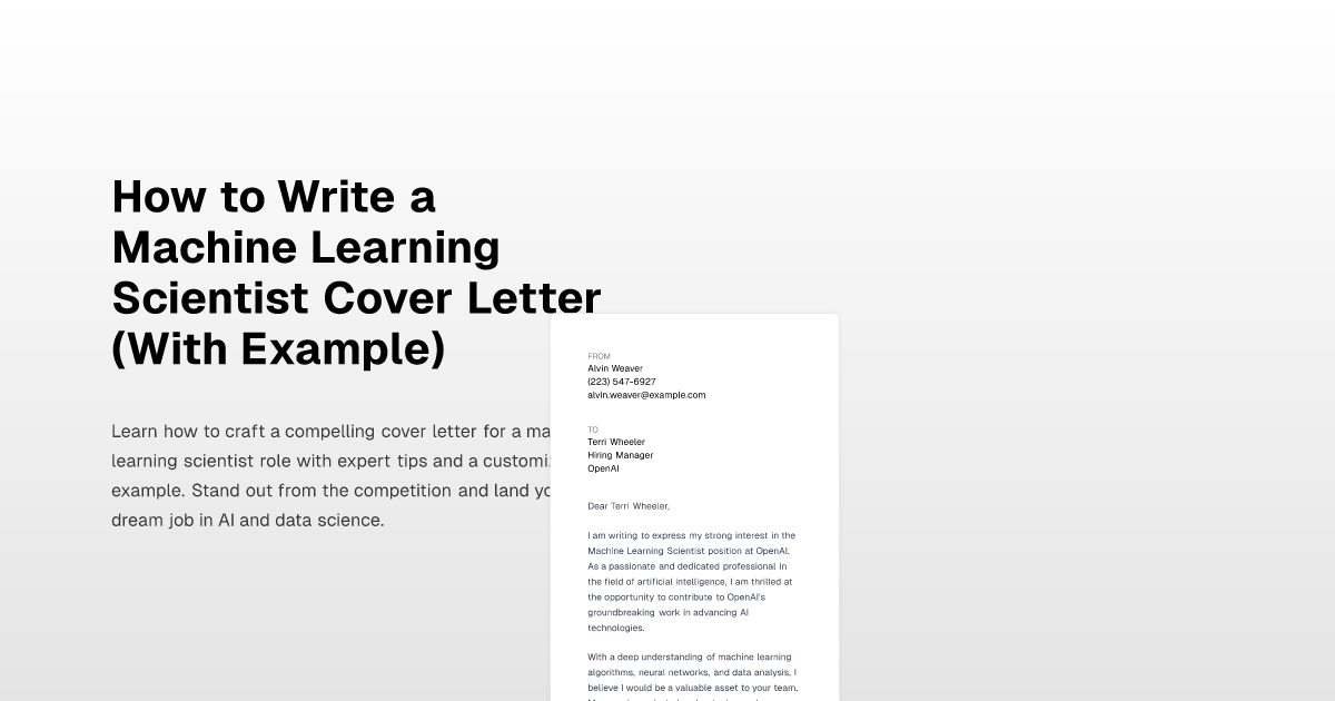 How to Write a Machine Learning Scientist Cover Letter (With Example)