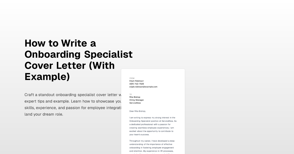 How to Write a Onboarding Specialist Cover Letter (With Example)