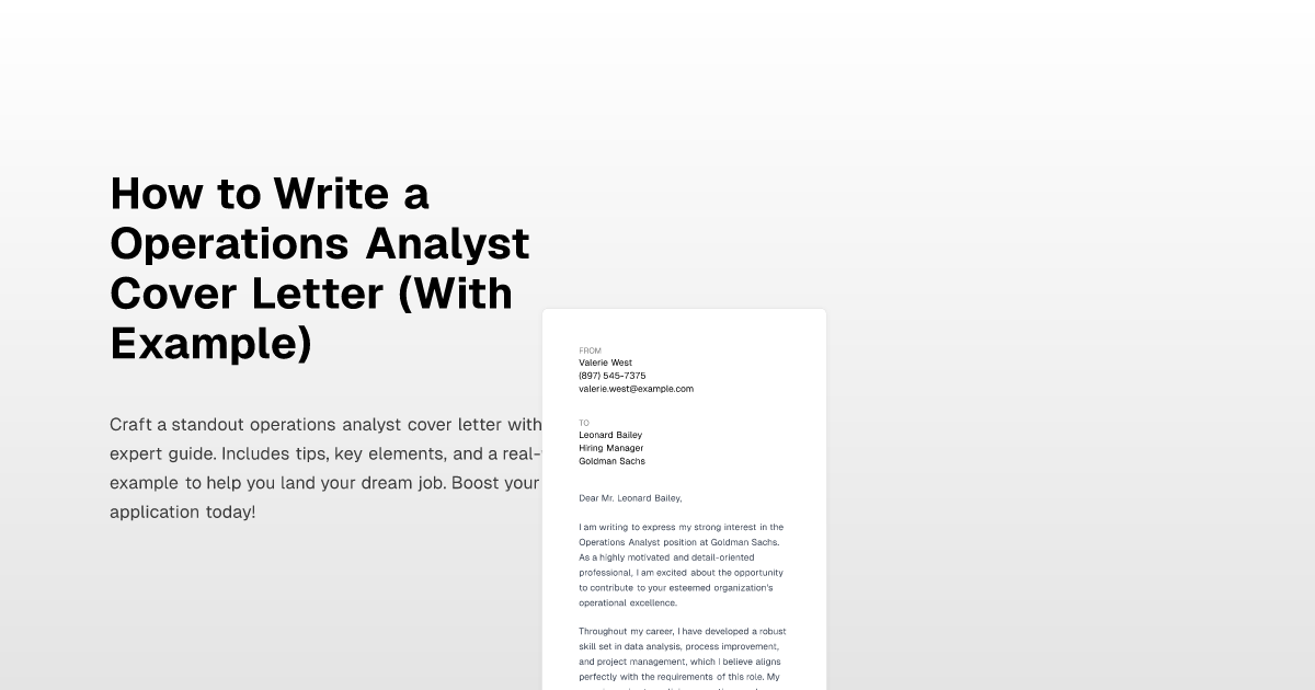 How to Write a Operations Analyst Cover Letter (With Example)