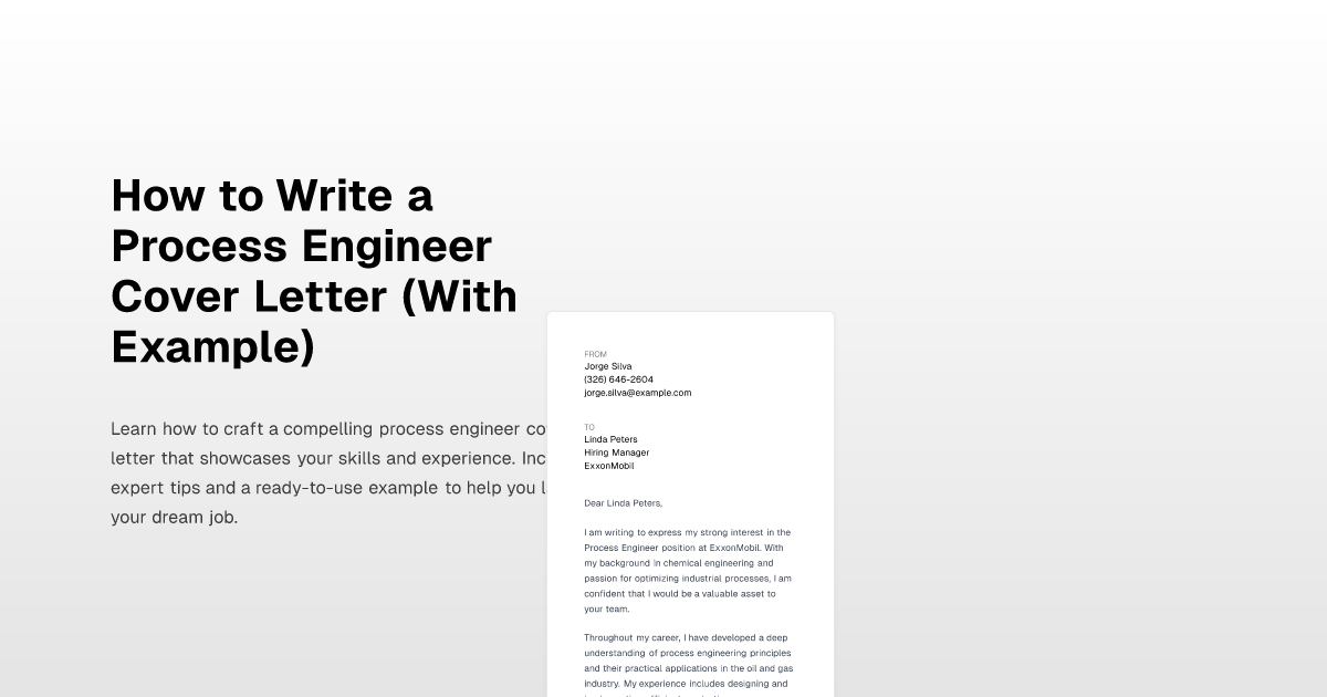 How to Write a Process Engineer Cover Letter (With Example)