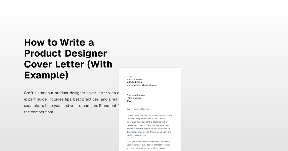 cover letter for product designer