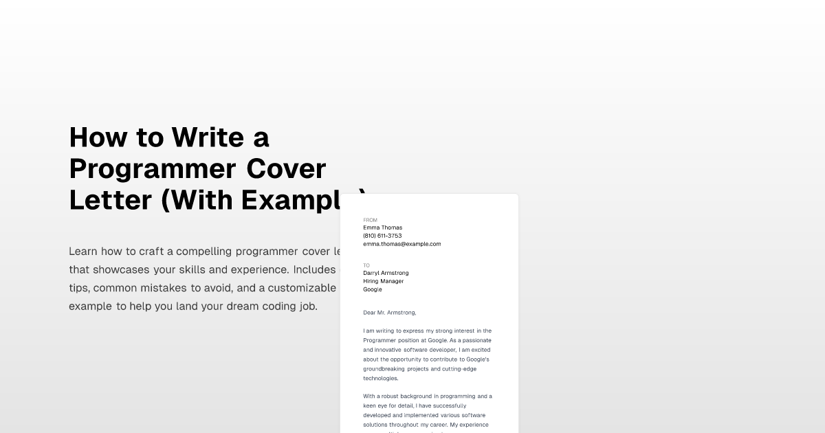 How to Write a Programmer Cover Letter (With Example)