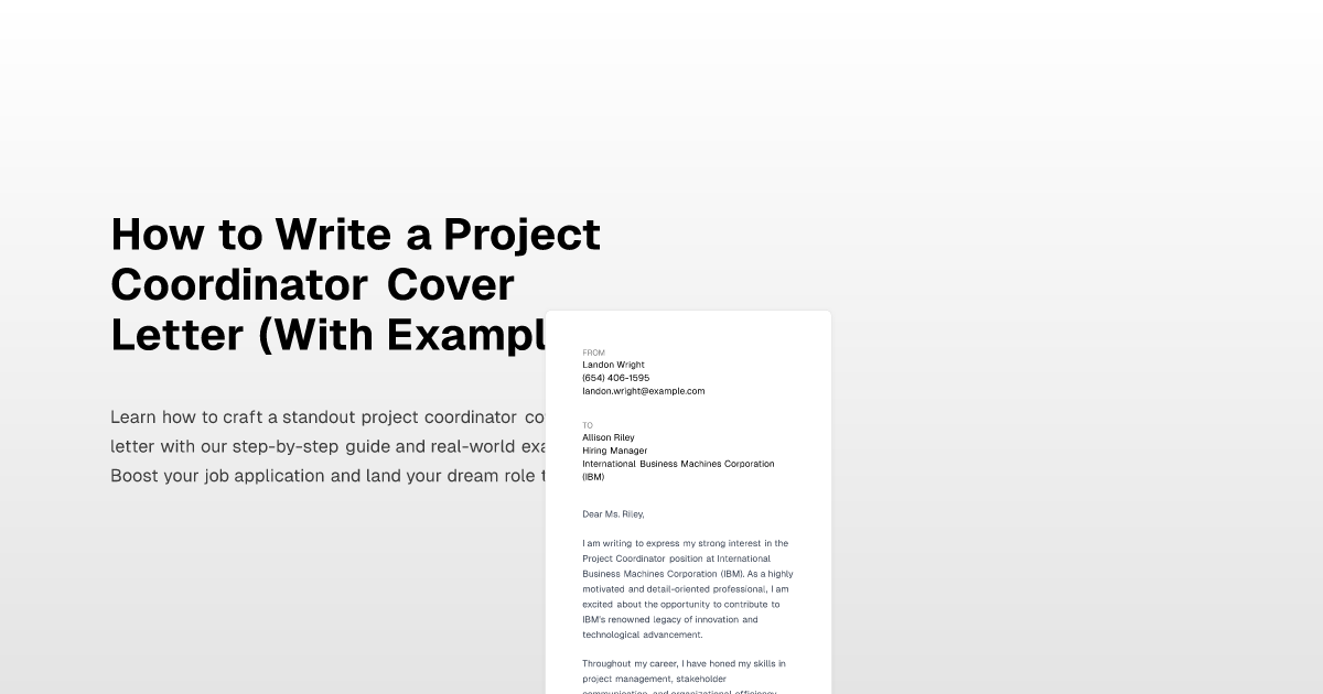 How to Write a Project Coordinator Cover Letter (With Example)