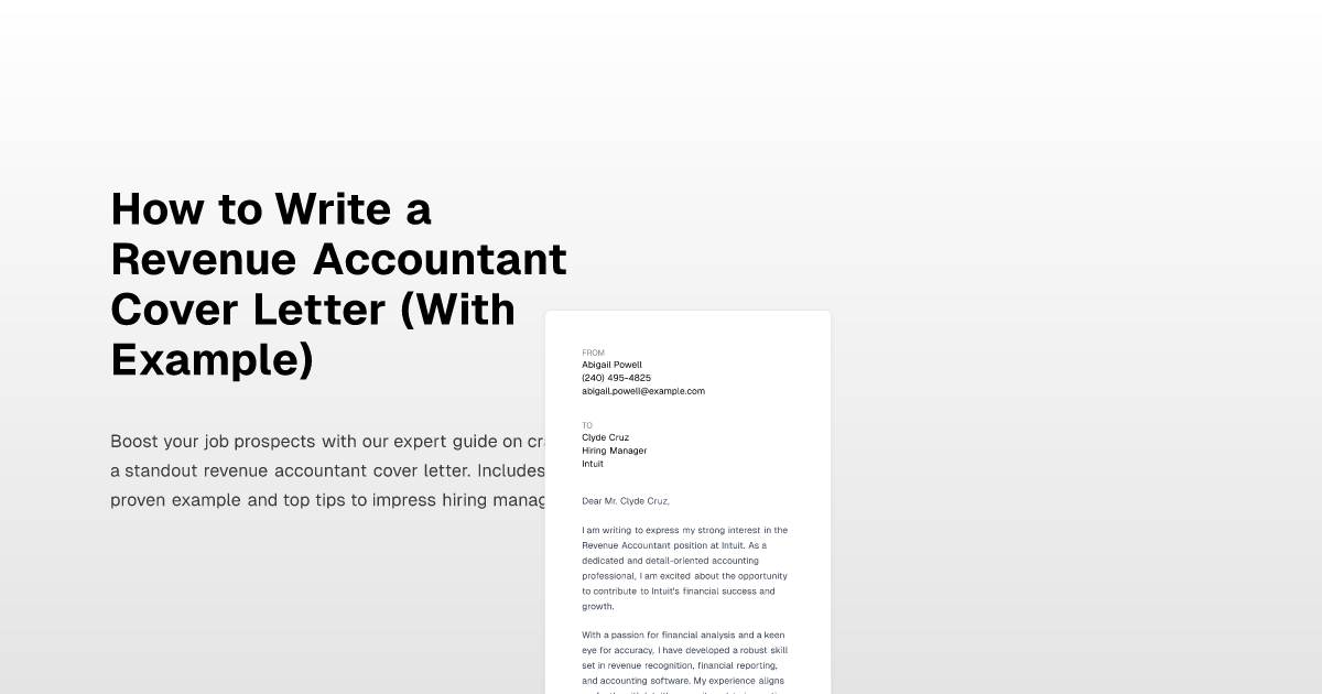 How to Write a Revenue Accountant Cover Letter (With Example)