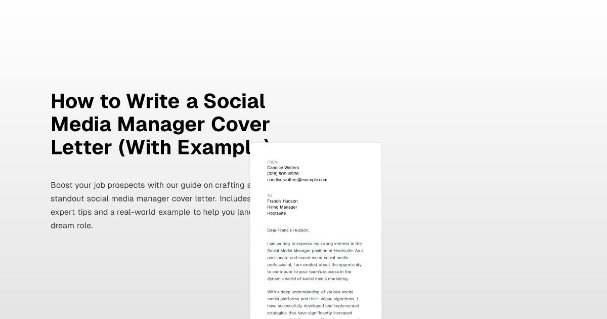 How to Write a Social Media Manager Cover Letter (With Example)