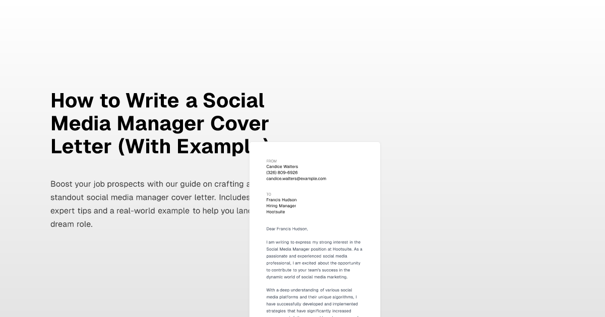 social media manager cover letter reddit