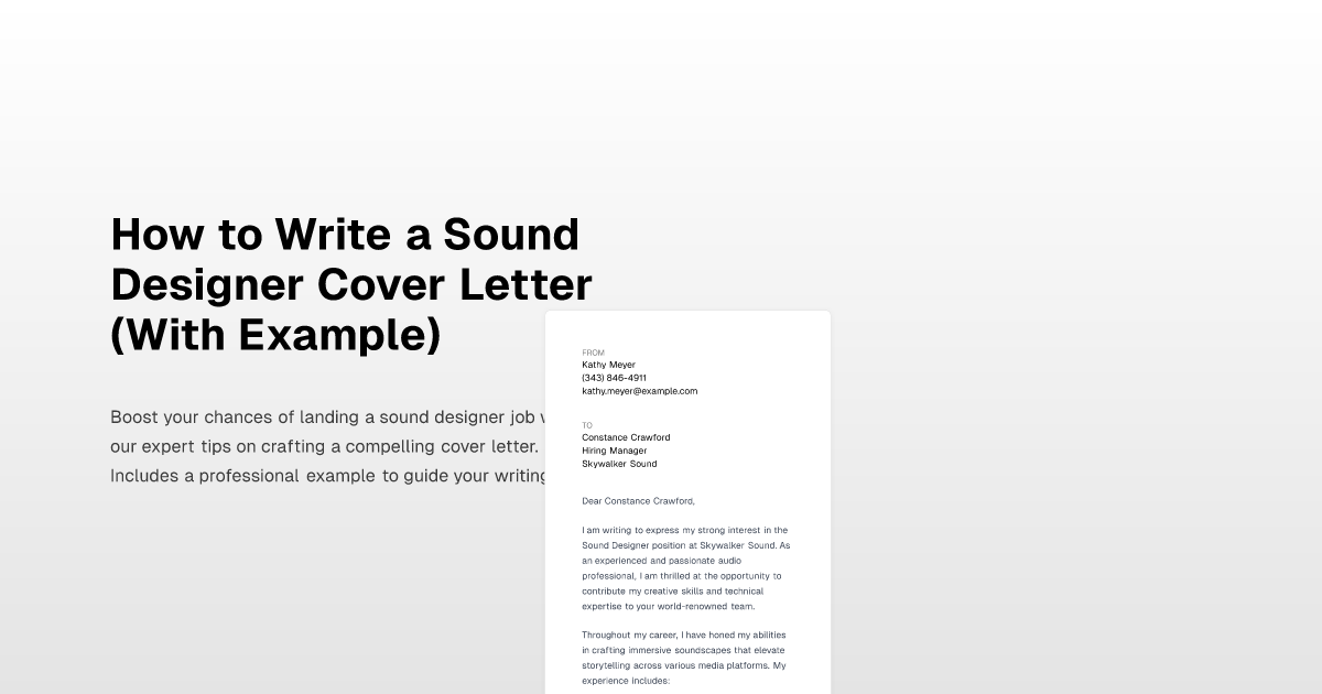 How to Write a Sound Designer Cover Letter (With Example)