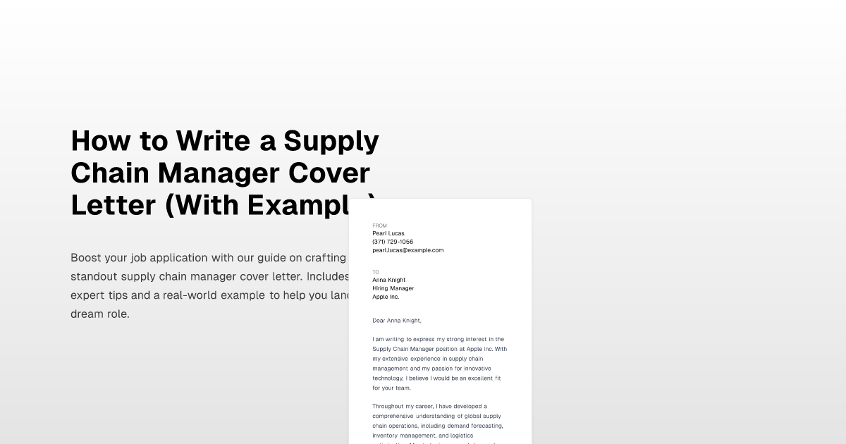 How To Write A Supply Chain Manager Cover Letter (with Example)