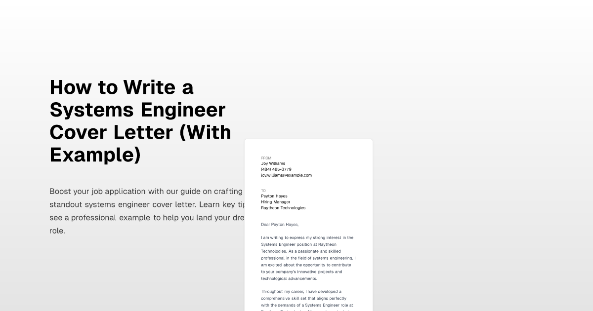 How To Write A Systems Engineer Cover Letter With Example 2678