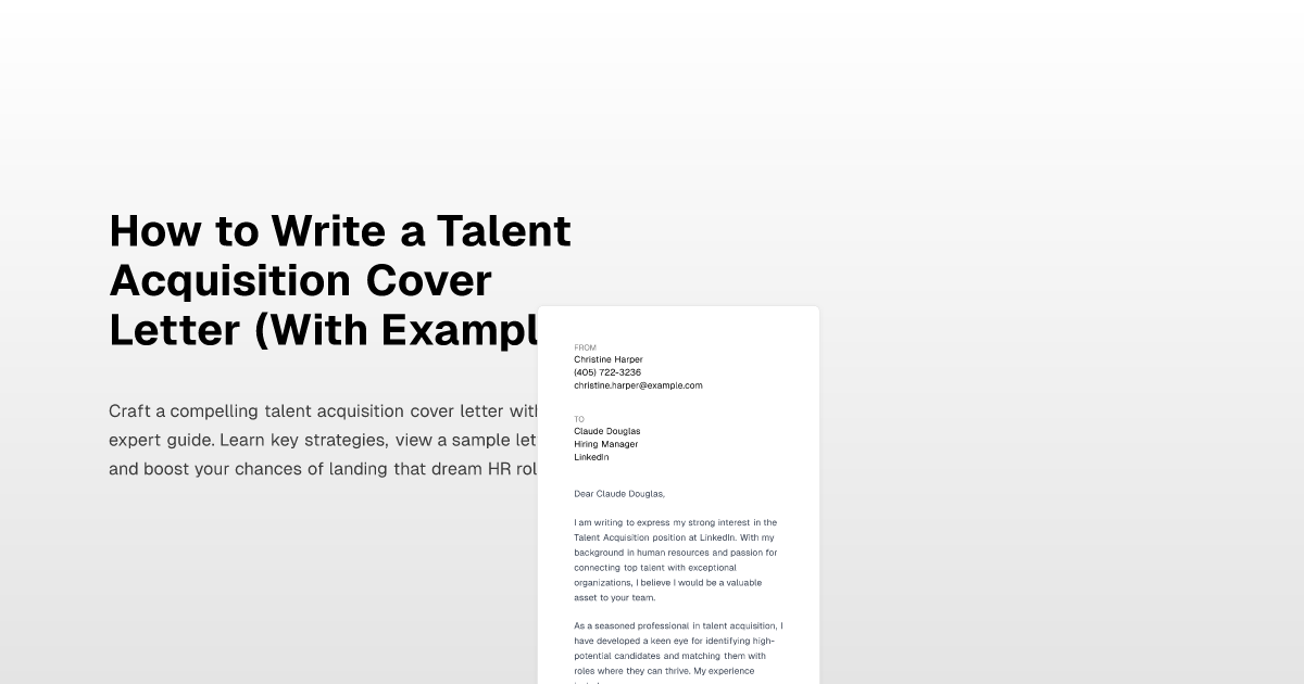 How To Write A Talent Acquisition Cover Letter (with Example)