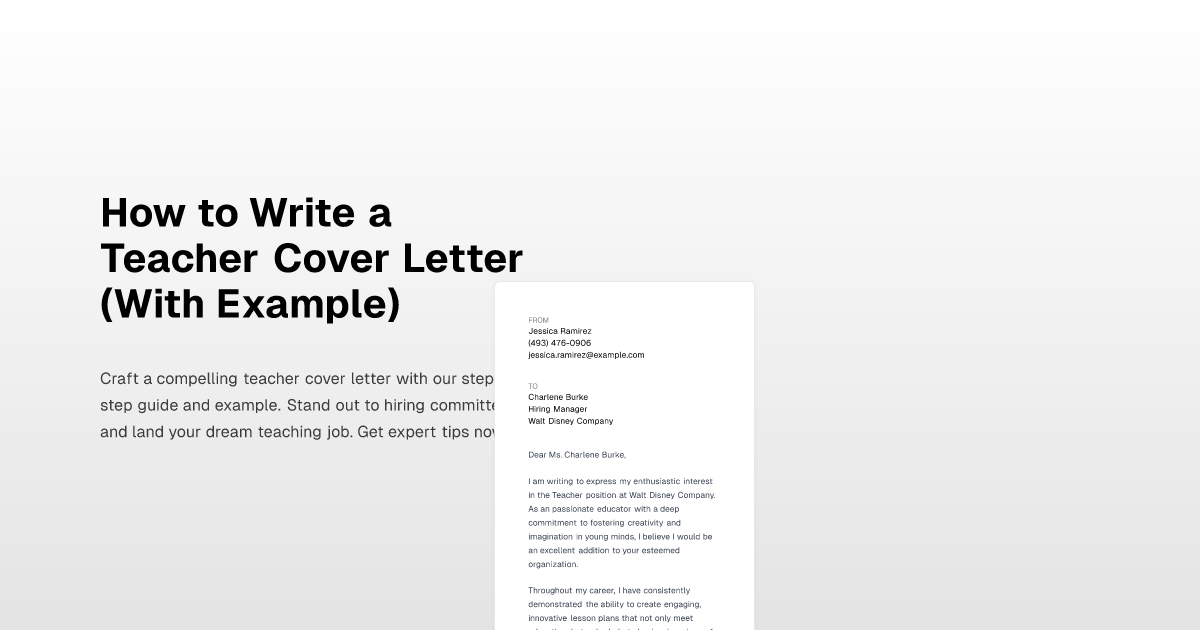 How to Write a Teacher Cover Letter - Teacher