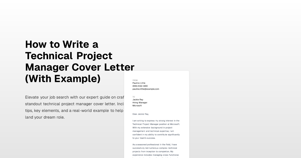 How to Write a Technical Project Manager Cover Letter (With Example)