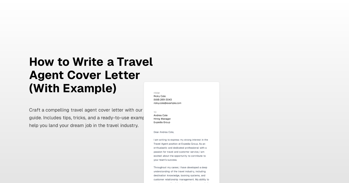 How to Write a Travel Agent Cover Letter (With Example)