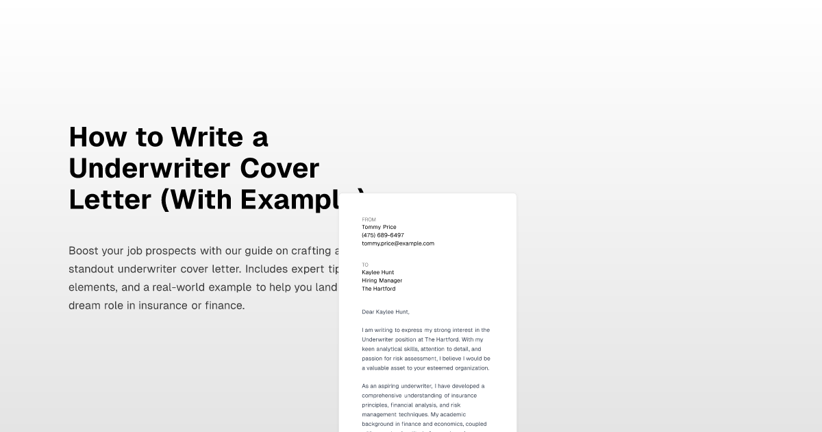 How To Write A Underwriter Cover Letter With Example