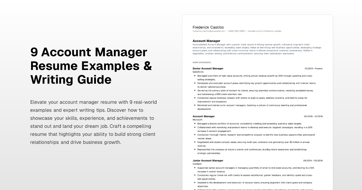 9 Account Manager Resume Examples & Writing Guide