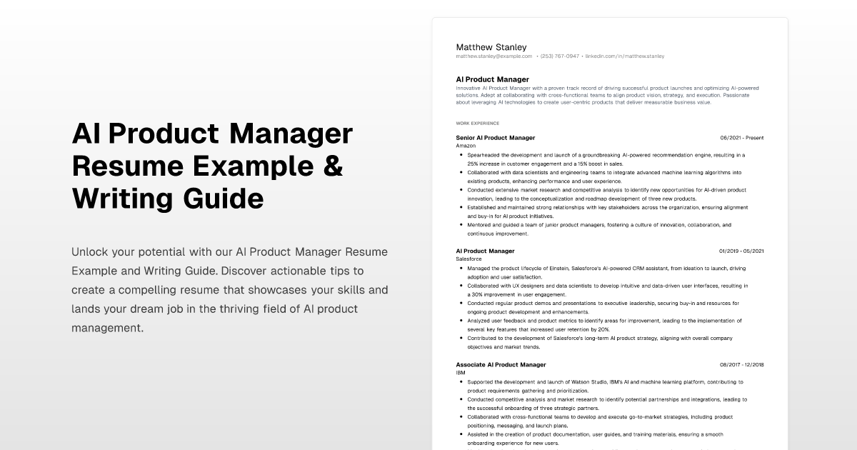AI Product Manager Resume Example & Writing Guide