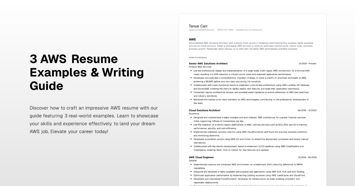 3 AWS Resume Examples & Writing Guide