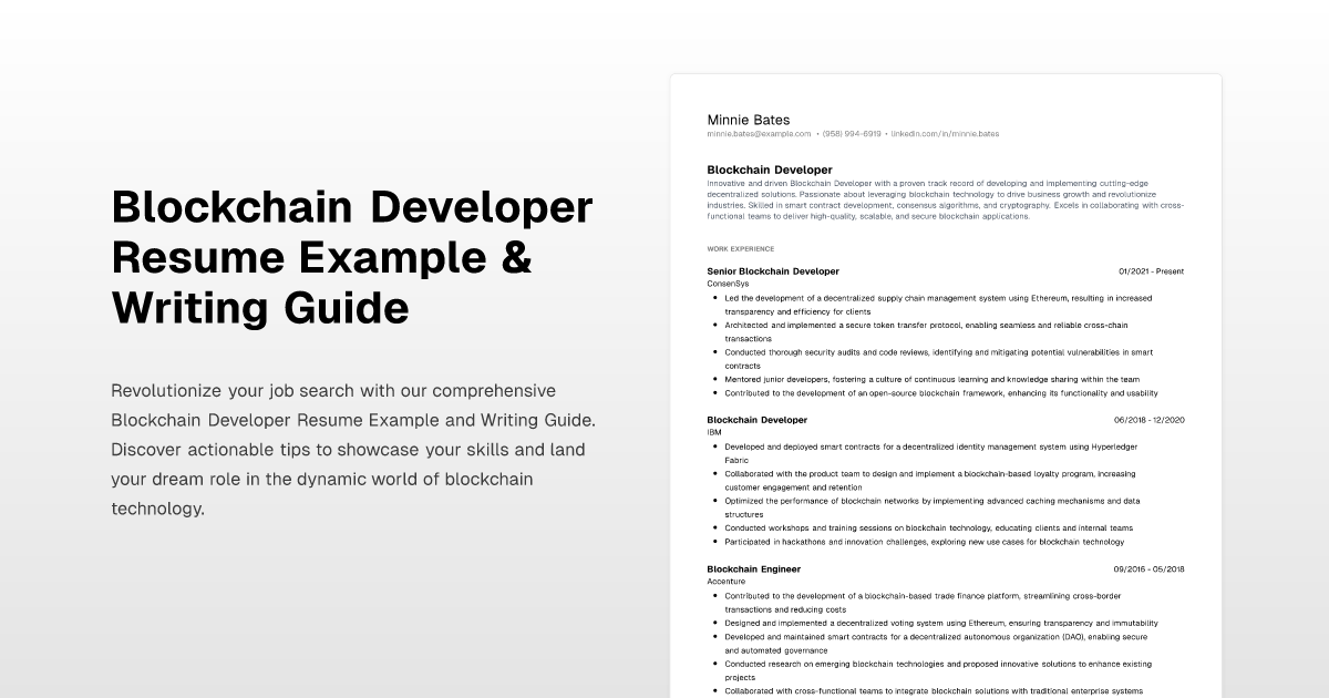 Blockchain Developer Resume Example & Writing Guide