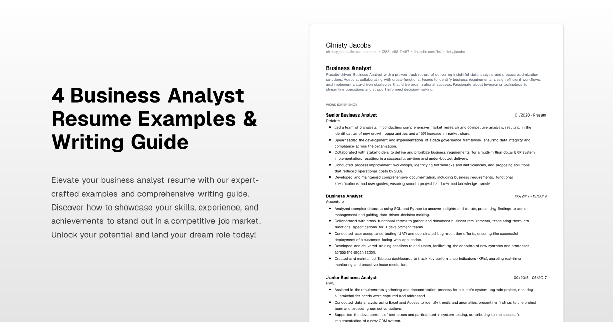 4 Business Analyst Resume Examples & Writing Guide