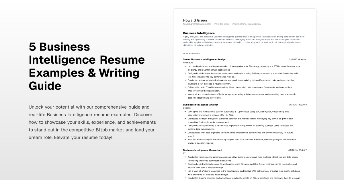 5 Business Intelligence Resume Examples & Writing Guide