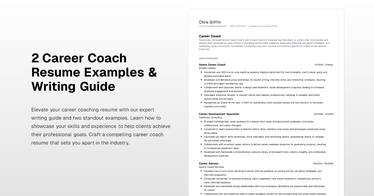 2 Career Coach Resume Examples & Writing Guide