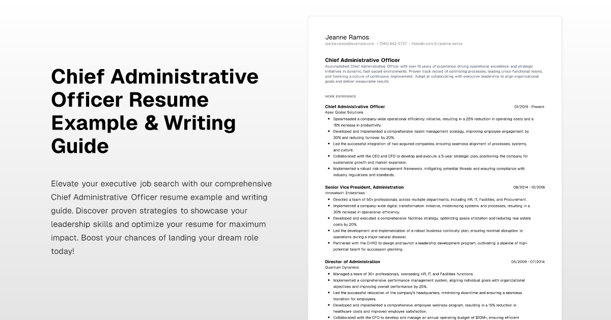 Chief Administrative Officer Resume Example And Writing Guide 9743