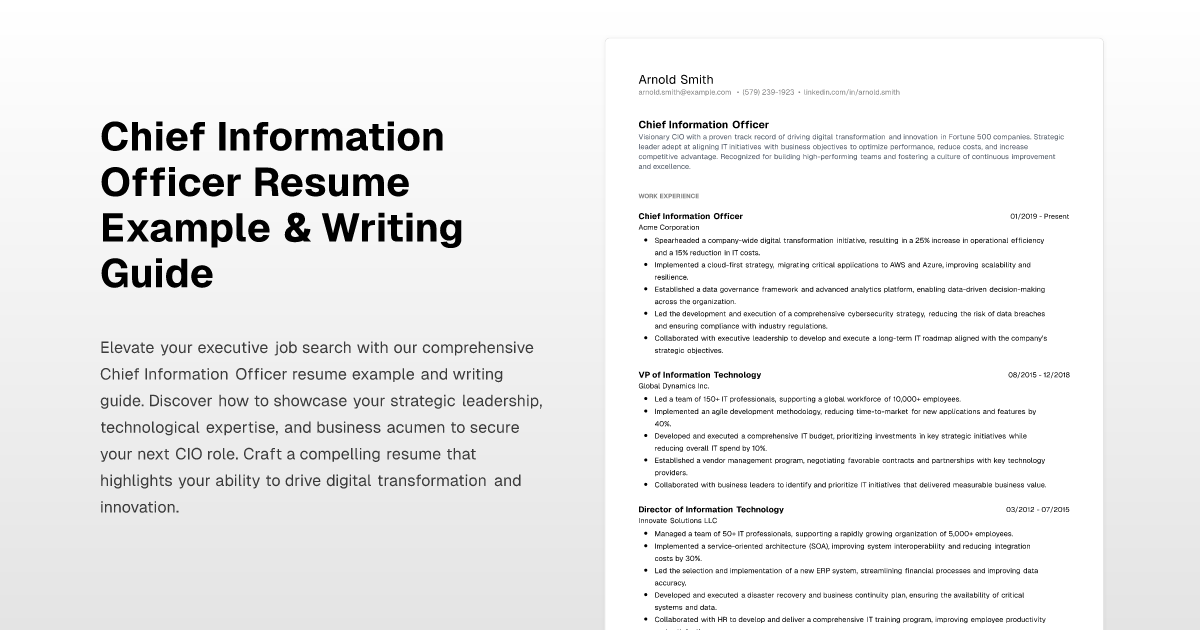 Chief Information Officer Resume - Chief Information Officer
