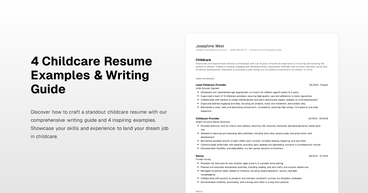 4 Childcare Resume Examples amp Writing - Childcare