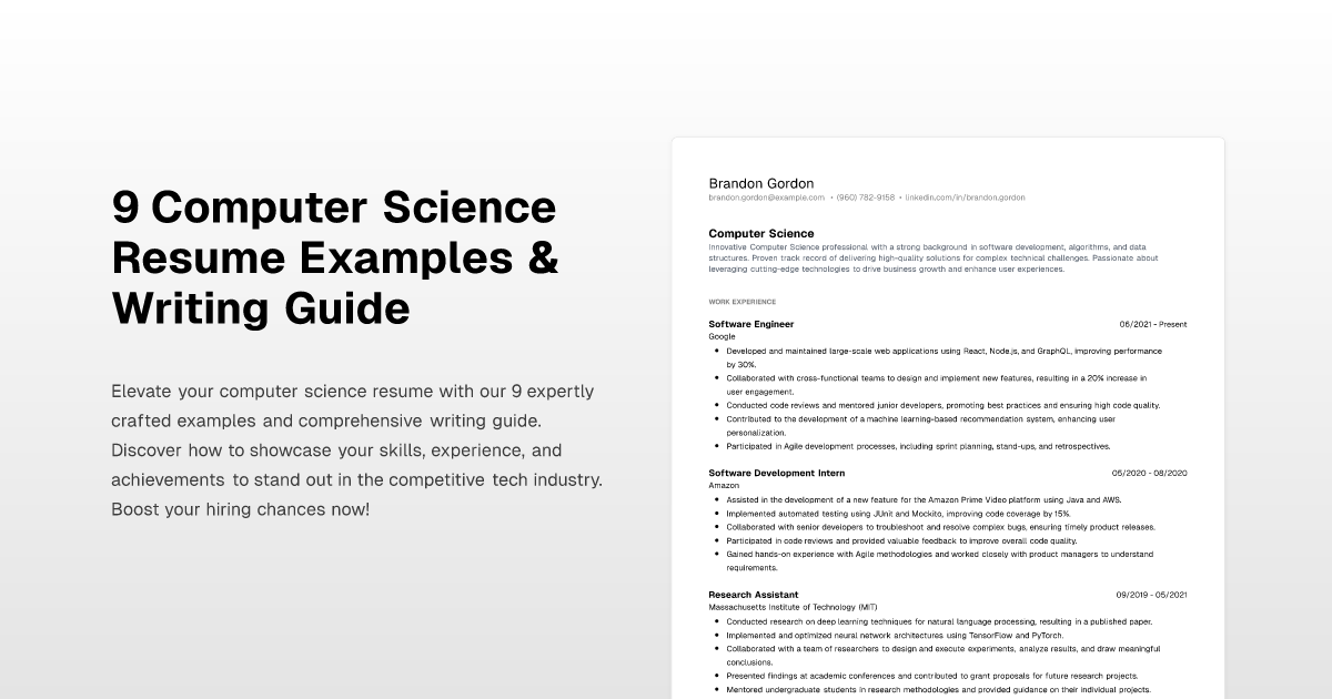 9 Computer Science Resume Examples & Writing Guide